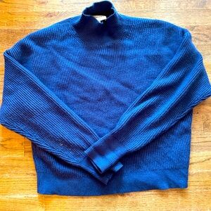 Blue shaker knit turtleneck Women’s sweater. Soft and cozy!